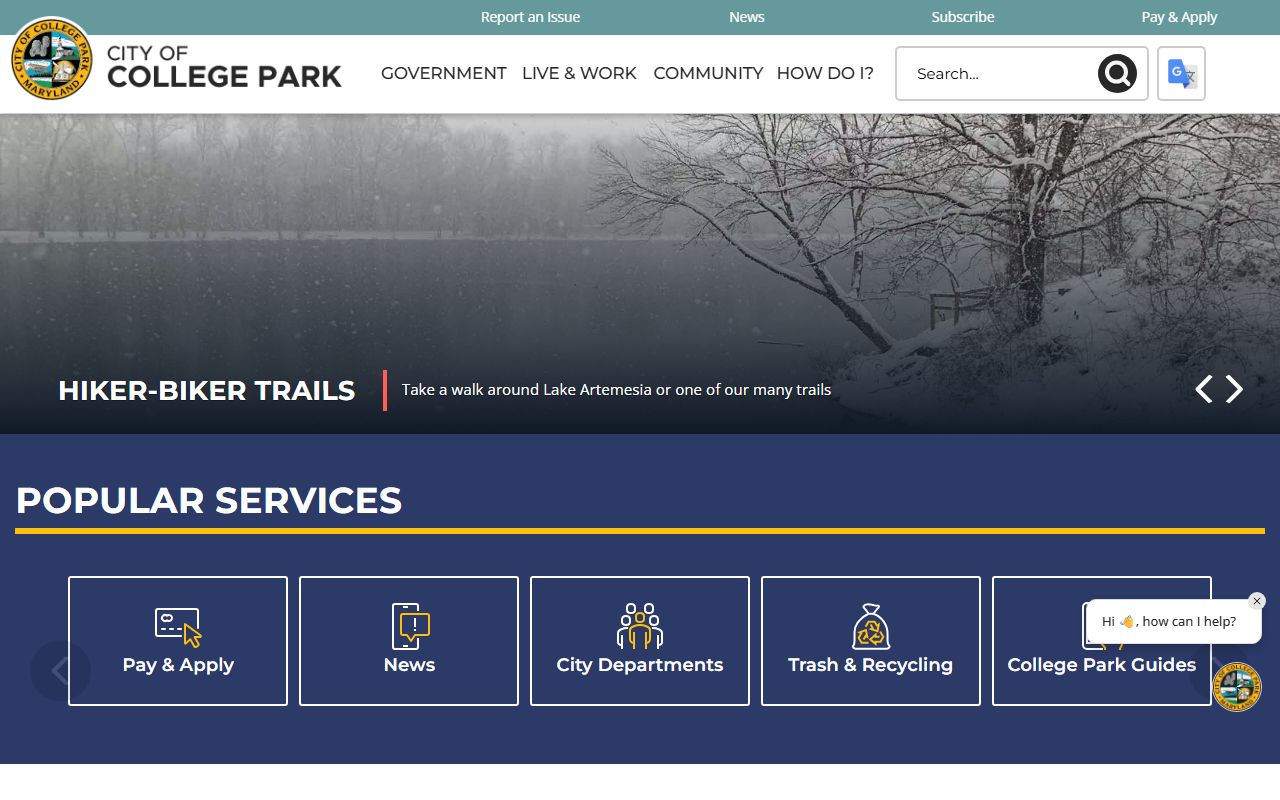 College Park website for College Park residents directory searches