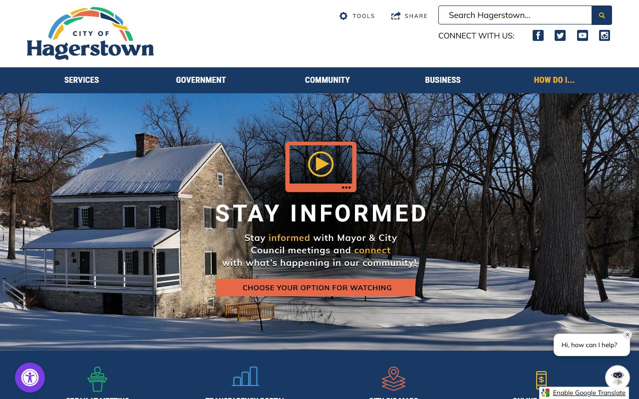 City of Hagerstown website for Hagerstown residents directory