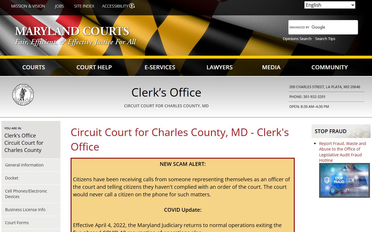 Charles County Circuit Court for Waldorf residents directory