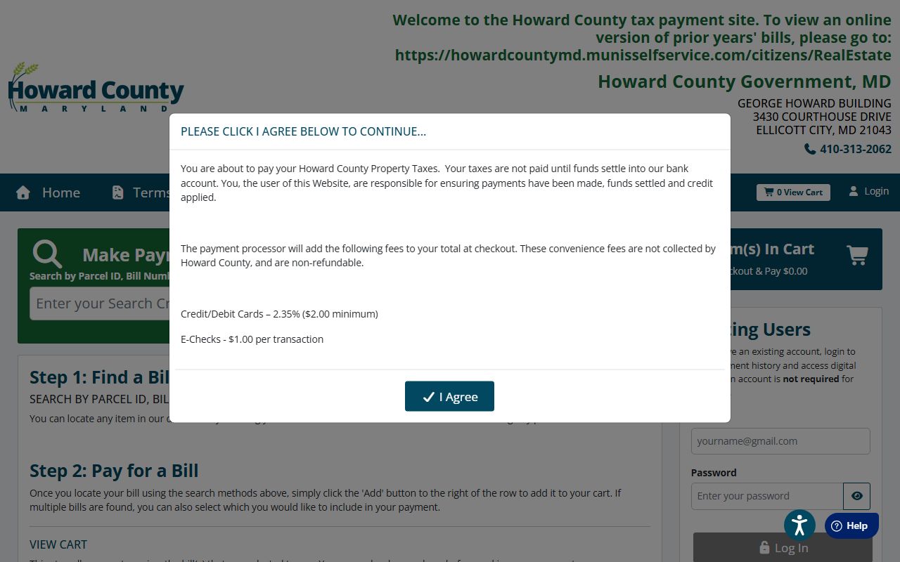 Howard County tax payment portal for residents directory