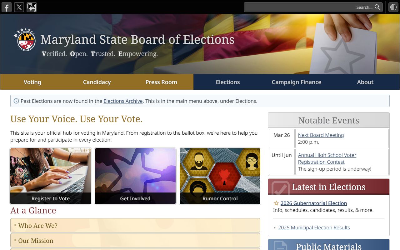 Maryland Board of Elections residents directory resource